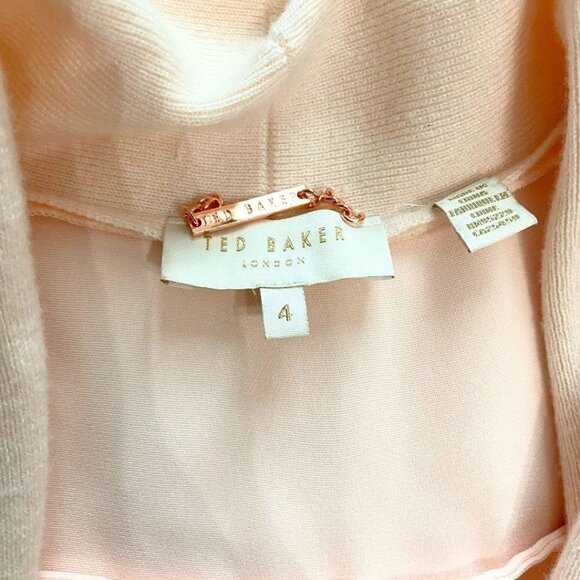 TED BAKER SOFT PINK LONG RIBBED KNIT COMBO SLEEVELESS BLAZER VEST - L - Picture 5 of 8